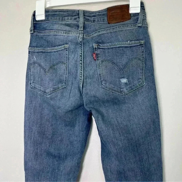 Levis 721 High Rise Skinny Jeans Denim Blue Dark Wash Womens Size W25/L30 - Picture 4 of 10